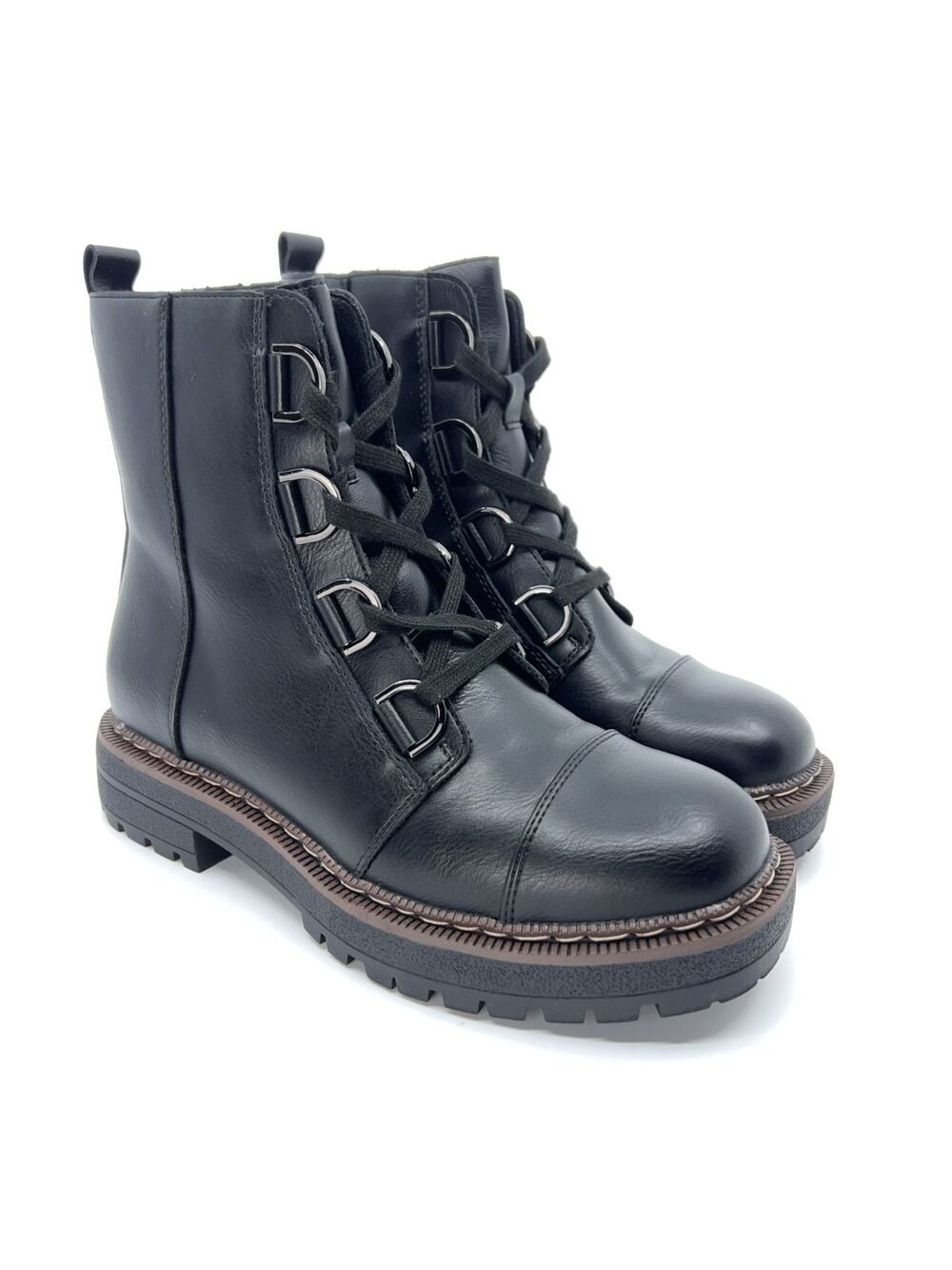 Athlefit Combat Boots Women 7.5 Black Platform Lug Sole Lace Up
